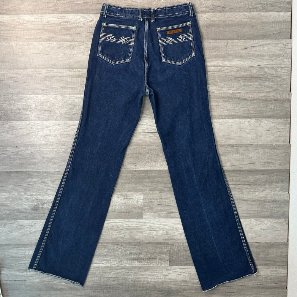 29X34.5 Vintage 80s 90s Alessio Jeans Flare Long Western Dark Wash - Picture 3 of 8